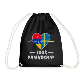 Armenien und Schweden 100% Freundschaft - Turnbeutel - Schwarz - Vorne