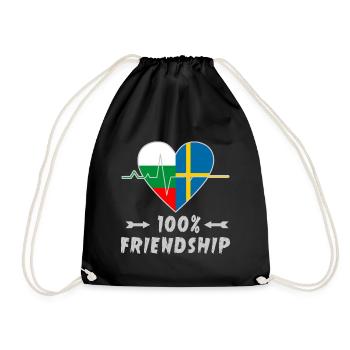 Bulgaria and Sweden 100% friendship - Drawstring Bag - black - Front