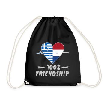 Greece and Netherlands 100% friendship - Drawstring Bag - black - Front