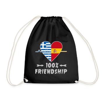 Greece and Spain 100% friendship - Drawstring Bag - black - Front