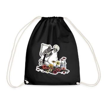 Plant Lover Skeleton Flowers - Drawstring Bag - black - Front