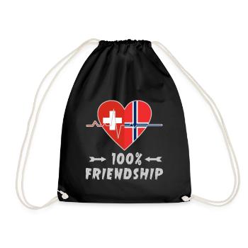 Switzerland and Norway 100% friendship - Drawstring Bag - black - Front