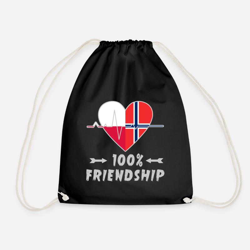 Poland and Norway 100% friendship - Drawstring Bag - black