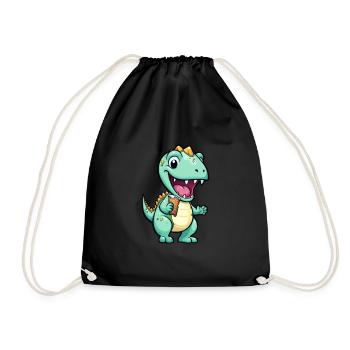 Dino eats cream - Drawstring Bag - black - Front