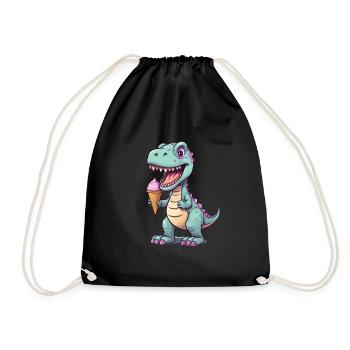 Dino eats cream - Drawstring Bag - black - Front