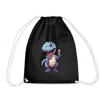 Dino eats cream - Drawstring Bag - black - Front