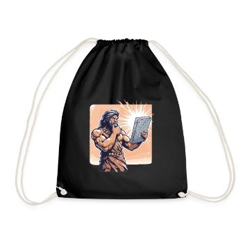 Idée Idée homme des cavernes Pierre Tablette cadeau - Sac de sport léger - noir - Devant