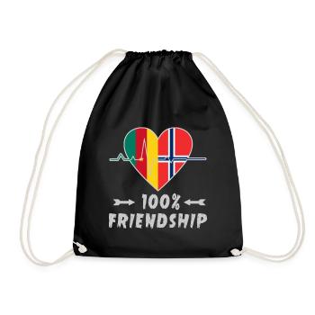 Kamerun und Norwegen 100% Freundschaft - Turnbeutel - Schwarz - Vorne