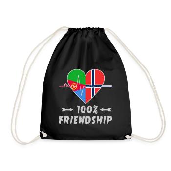 Eritrea und Norwegen 100% Freundschaft - Turnbeutel - Schwarz - Vorne