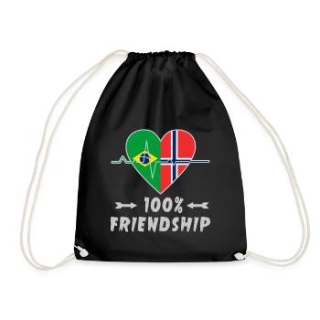100 % amitié entre le Brésil et la Norvège - Sac de sport léger - noir - Devant