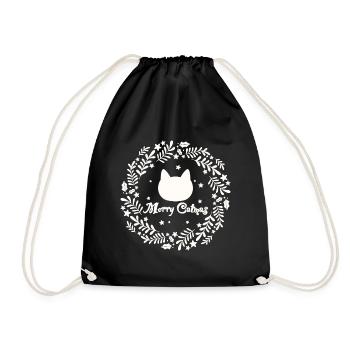 Couronne de Noël avec chat - Merry Catmas - Sac de sport léger - noir - Devant