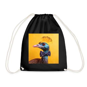 Blauer Vogel mit Fliege - Turnbeutel - Schwarz - Vorne