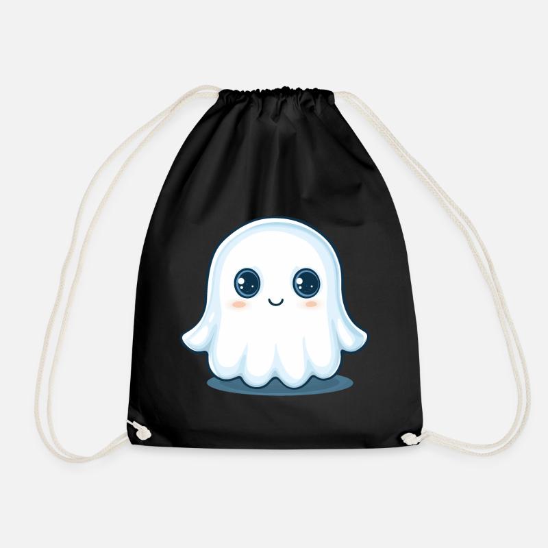 Cute Ghost - Drawstring Bag - black
