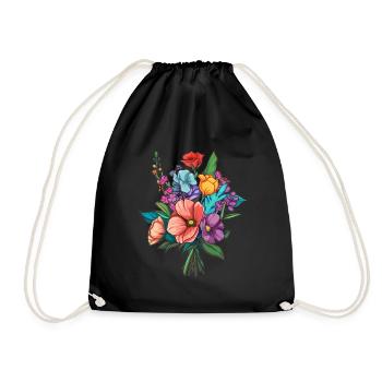 Bouquet Flowers Blossoms - Drawstring Bag - black - Front