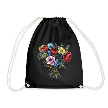 Bouquet Flowers Blossoms - Drawstring Bag - black - Front