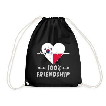 Südkorea und Polen 100% Freundschaft - Turnbeutel - Schwarz - Vorne