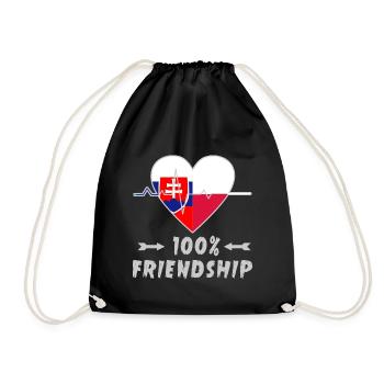 Slowakei und Polen 100% Freundschaft - Turnbeutel - Schwarz - Vorne