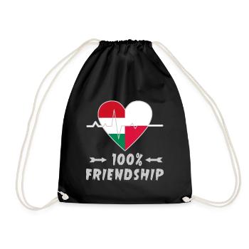 Ungarn und Polen 100% Freundschaft - Turnbeutel - Schwarz - Vorne
