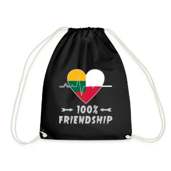 Litauen und Polen 100% Freundschaft - Turnbeutel - Schwarz - Vorne
