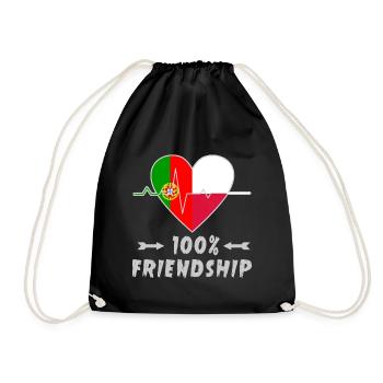 Portugal und Polen 100% Freundschaft - Turnbeutel - Schwarz - Vorne