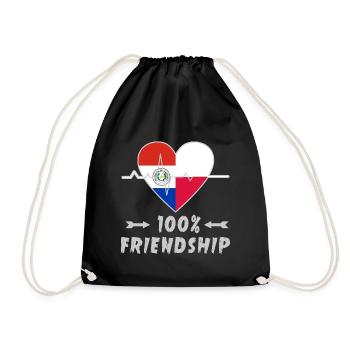Paraguay und Polen 100% Freundschaft - Turnbeutel - Schwarz - Vorne