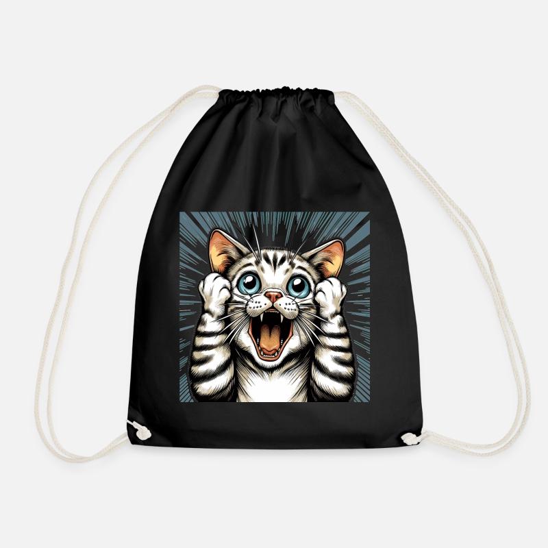 Geschockte Katze Katzen Geschenk - Turnbeutel - Schwarz