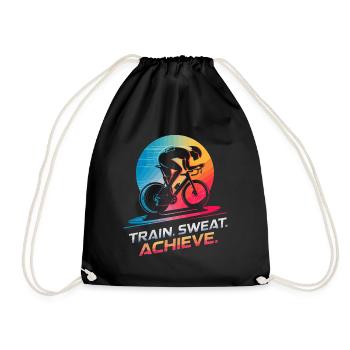 Train. Sweat. Achieve. Indoor cycling trainer - Drawstring Bag - black - Front