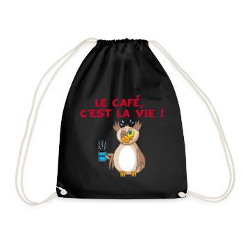 Hibou et café - Sac de sport léger - noir - Devant