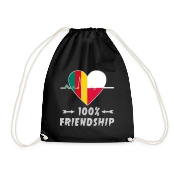 Kamerun und Polen 100% Freundschaft - Turnbeutel - Schwarz - Vorne