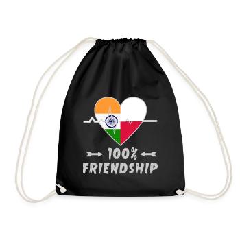 India and Poland 100% friendship - Drawstring Bag - black - Front