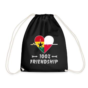 Ghana und Polen 100% Freundschaft - Turnbeutel - Schwarz - Vorne