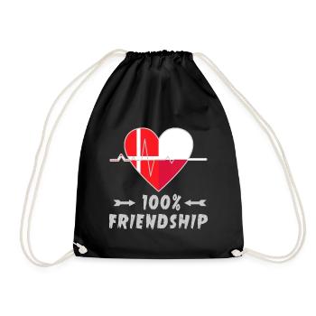 Dänemark und Polen 100% Freundschaft - Turnbeutel - Schwarz - Vorne