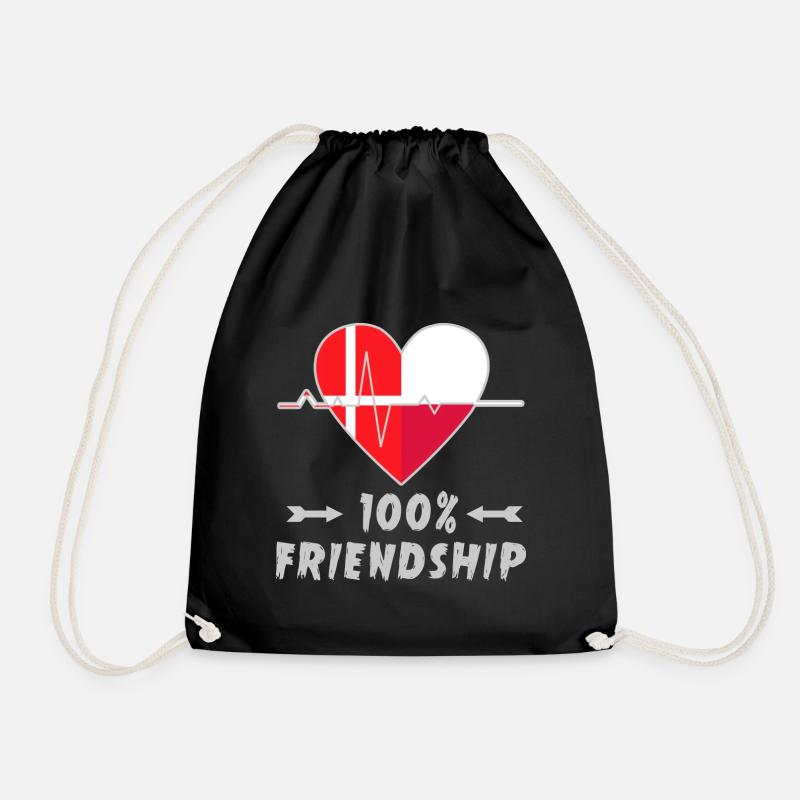 Dänemark und Polen 100% Freundschaft - Turnbeutel - Schwarz