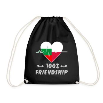 Bulgaria and Poland 100% friendship - Drawstring Bag - black - Front