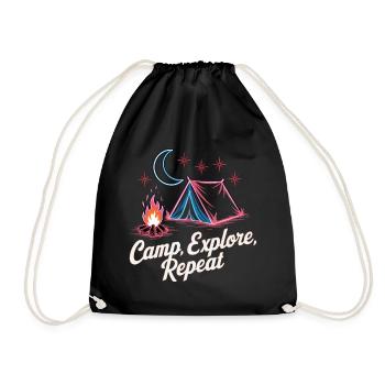 Camp Explore Repeat - Drawstring Bag - black - Front