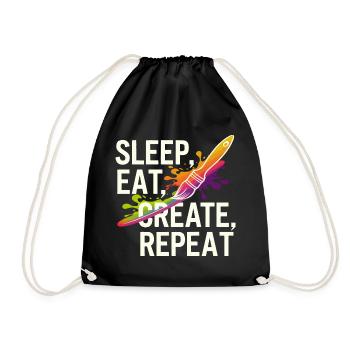 Sleep Eat Create Repeat - Drawstring Bag - black - Front