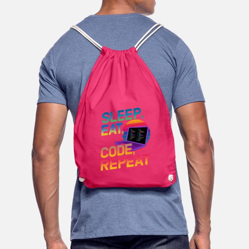 Sleep Eat Code Repeat Gift For Coder Drawstring Bag