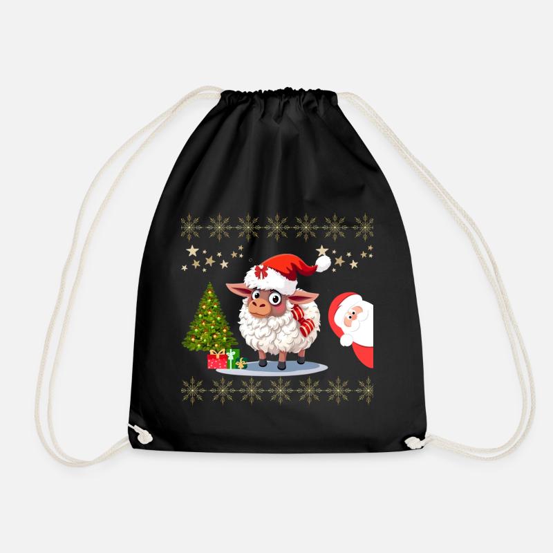 Festliches Weihnachtsschaf - Pullis und Süße Kleid - Turnbeutel - Schwarz