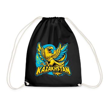 Kazakhstan Eagle Coat of Arms Emblem Flag Gift - Drawstring Bag - black - Front