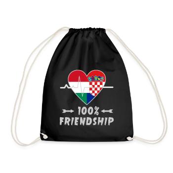 Ungarn und Kroatien 100% Freundschaft - Turnbeutel - Schwarz - Vorne