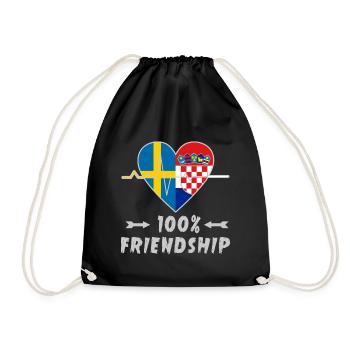 Sweden and Croatia 100% friendship - Drawstring Bag - black - Front