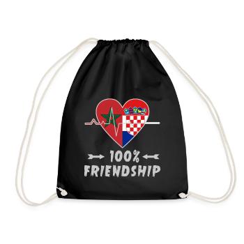 Morocco and Croatia 100% friendship - Drawstring Bag - black - Front