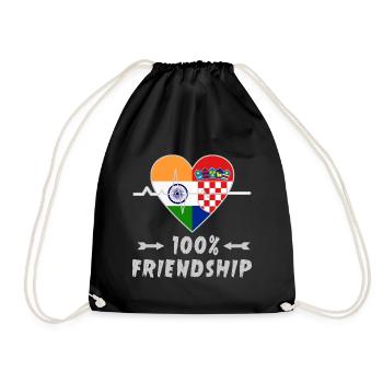 India and Croatia 100% friendship - Drawstring Bag - black - Front