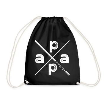 Papa Established 2024 – Vintage Gift Design - Drawstring Bag - black - Front