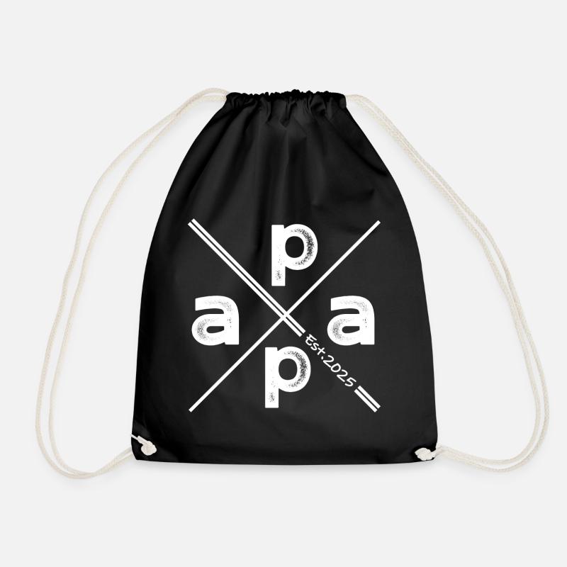 Papa Established 2025 – Vintage Gift Design - Drawstring Bag - black