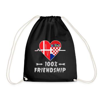 Denmark and Croatia 100% friendship - Drawstring Bag - black - Front