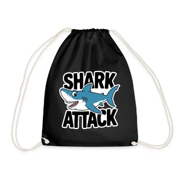 Shark Shark Attack Sea Lover - Drawstring Bag - black - Front