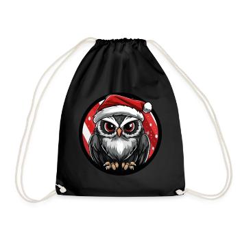 Owl Christmas X-Mas - Drawstring Bag - black - Front