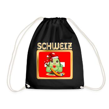 WEIHNACHTEN EISHOCKEY AVOCADO SCHWEIZ - Drawstring Bag - black - Front