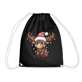 Weihnachten Rentier Rudolph - Weihnachten Elch - Turnbeutel - Schwarz - Vorne
